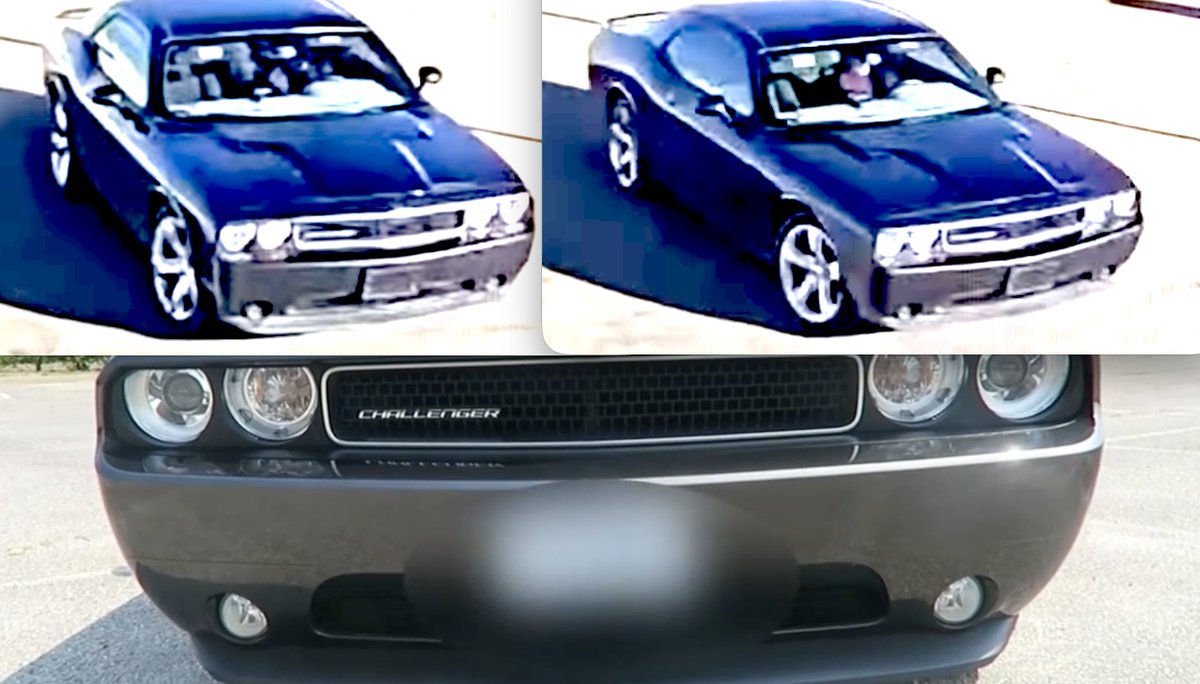 VoxAmericus's tweet photo. Some people are wondering if this Dodge Challenger has fog lights (top photos, exposure/contrast enhanced). 

Judge for yourself.

The bottom photo is a different Challenger with fog lights for comparison. https://t.co/XqCamQEnPH