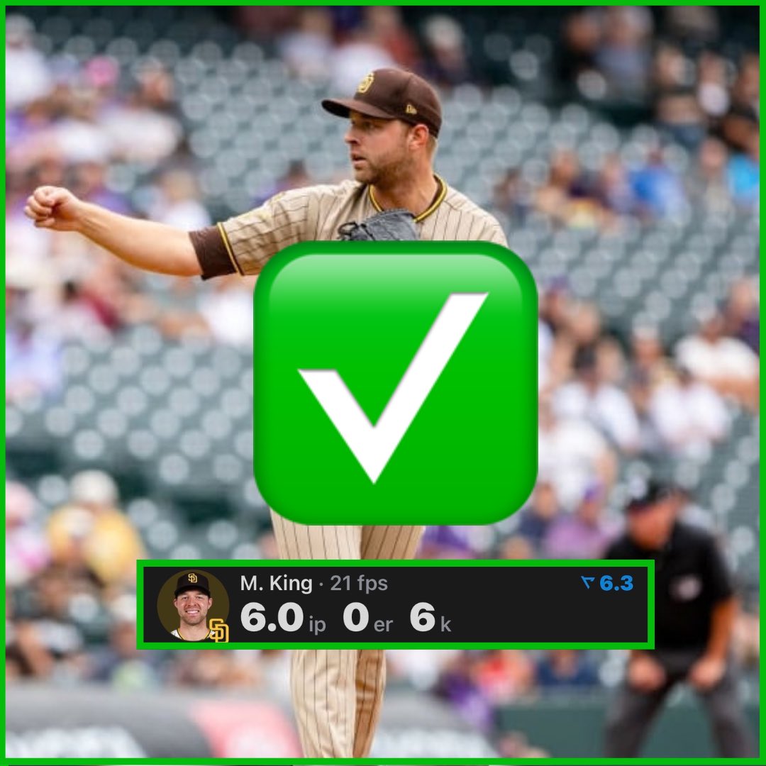 IzzoBets's tweet photo. MLB Prop #4⚾ {Sep 29}

80% HIT RATE‼️💎

✅✅✅Michael King O 4.5 Ks
{-120} BetMGM #Padres

FOLLOW FOR MORE LOCKS!💪@izzobets

RTs♻️+ LIKEs💜Appreciated❗️

📊powered by:@propsdotcash

#gamblingx | #gamblingtwitter https://t.co/j36MyXcAaN