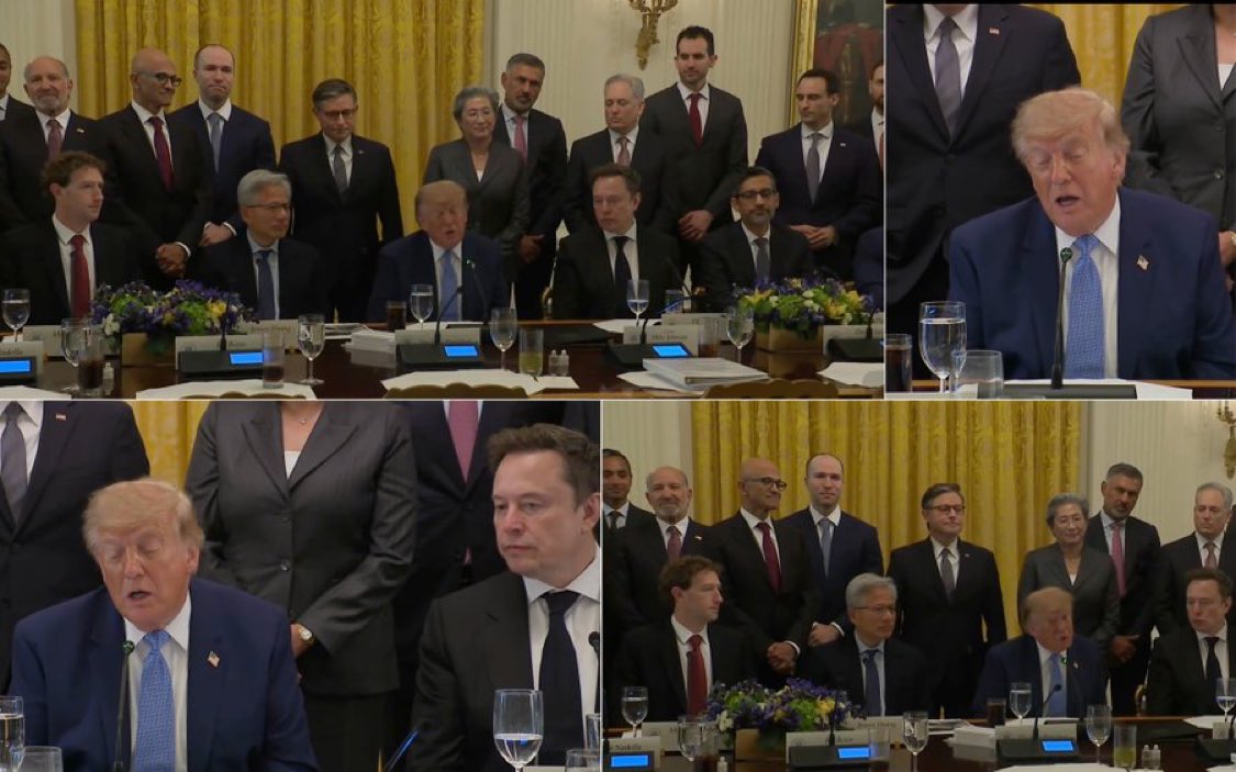 SpaceXchiefx's tweet photo. The biggest names in technology gather at the White House to discuss the future of AI 🇺🇸 https://t.co/aMK1HChYbh