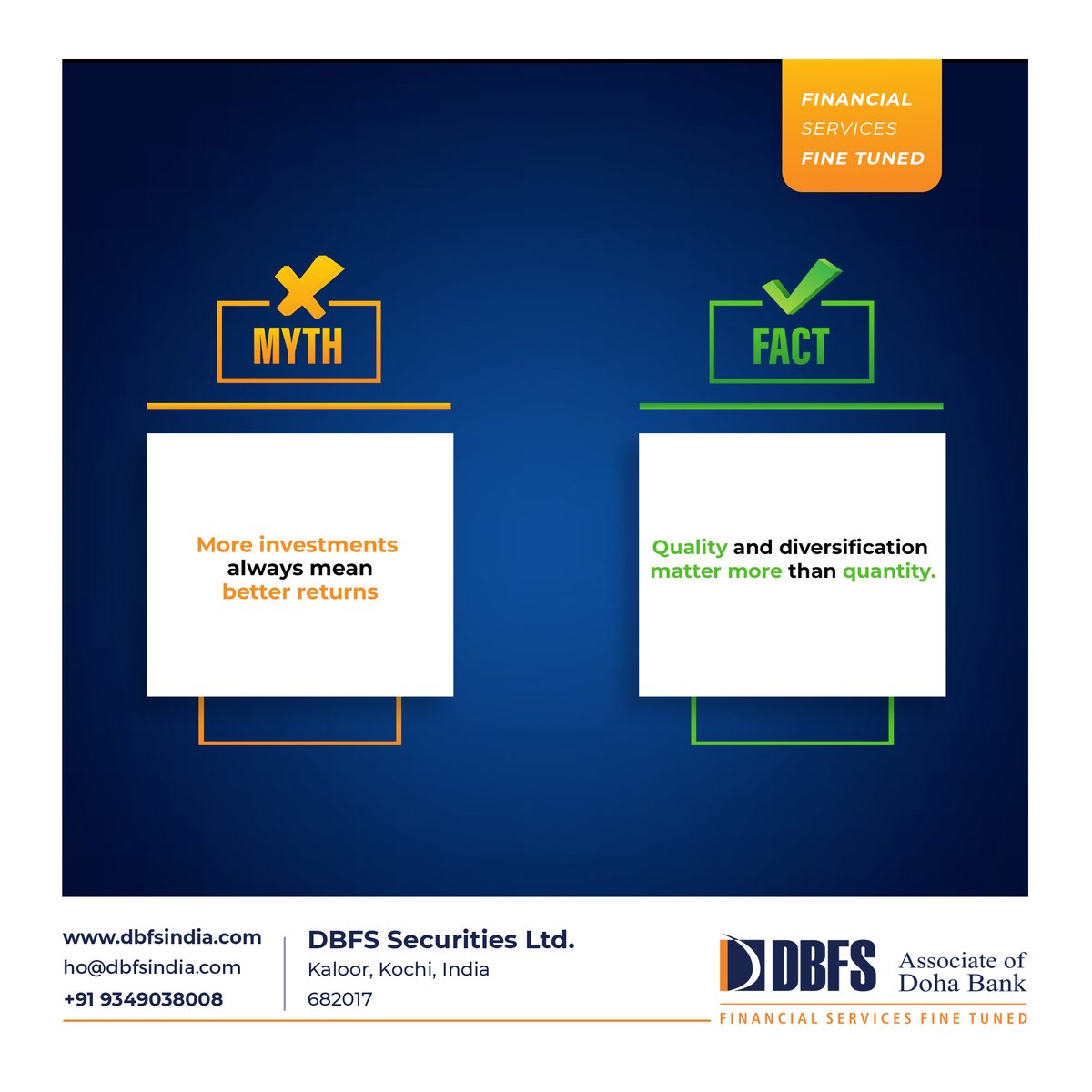 DbfsGroup's tweet photo. When myths meet truth!
Join the journey of financial enlightenment.

#mythandtruth #finance #dbfs #financetruth #fact #facts #factsdaily #knowledge #factz #amazingfacts #factsoflife #dailyfacts #mutualfund #myth #truth #mythbusted https://t.co/q7O5vPntag