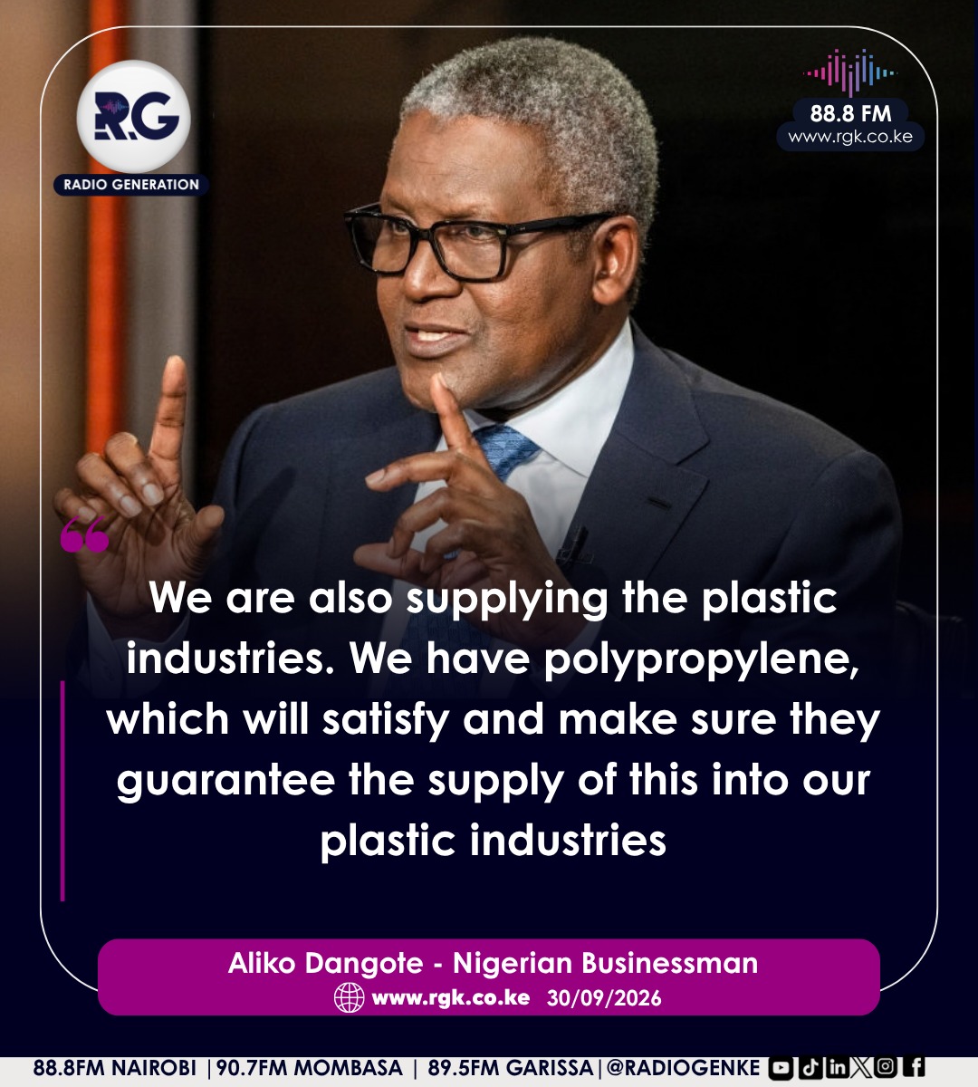 RadioGenKe's tweet photo. Nigerian billionaire Aliko Dangote says Kenya’s planned Lamu refinery could form the base of a wider industrial complex, producing petrol, diesel and jet fuel while also supplying raw materials for the plastics industry
#HomeOfHardTruths https://t.co/tIDnzs5Eos