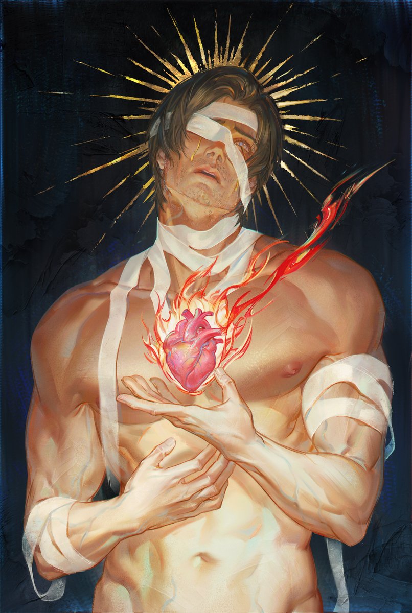 Noir_Lune2333's tweet photo. 不灭心火❤️‍🔥Unquenchable flame
#LeonKennedy #RE9
Weathered by storms, yet giving mercy to all.
Golden tears fall, bearing the weight of chaos.
Through the long night, the heart's flame still burns.
Trapped in deep darkness,His true heart never sinks. https://t.co/Su3VcdhzSO