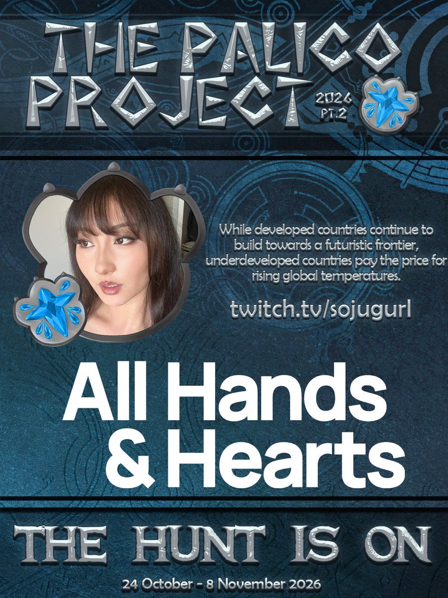 PalicoProject's tweet photo. The #PalicoProject member spotlight 📢

 @sojugurI  (https://t.co/0A4WQc5z4M) has nominated @AllHandsHearts for this leg of fundraising. Disaster relief, ecological impact and community efforts are all part of a hunter's toolkit! Will you respond to the SOS signal? https://t.co/1TLUl39hBe
