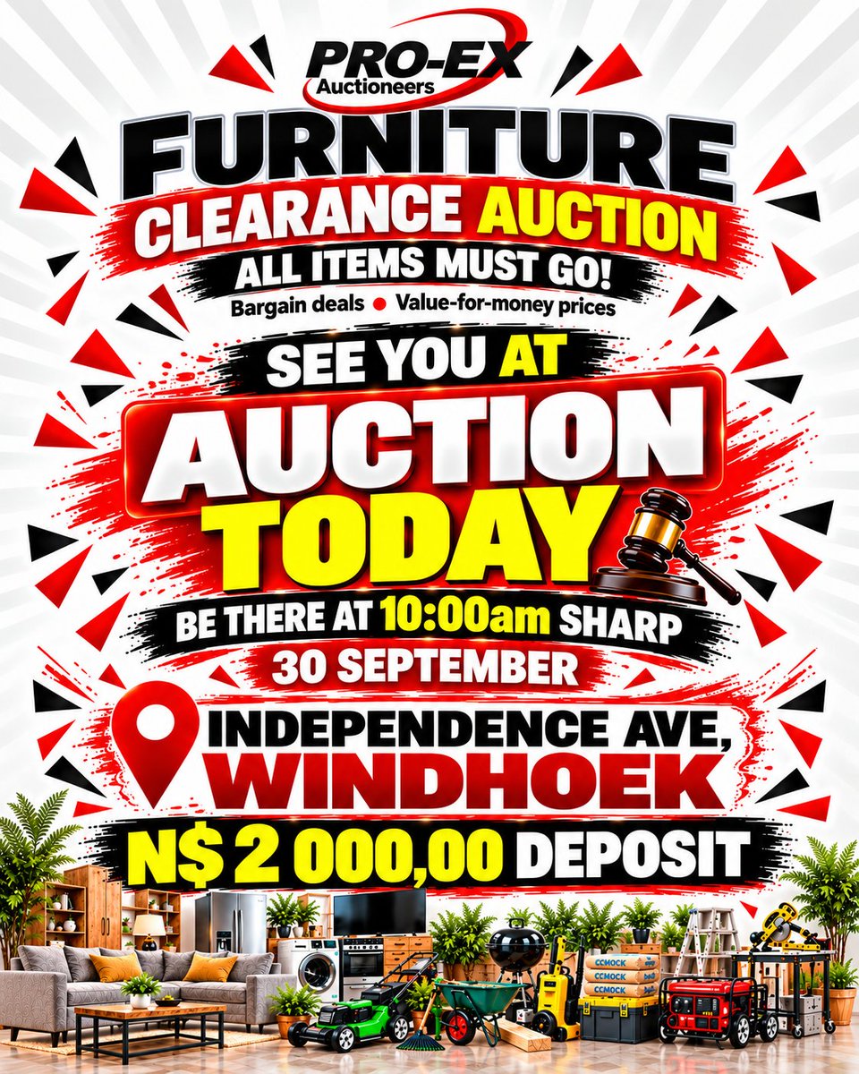 ProExAuctioneer's tweet photo. ‼【ＣＬＥＡＲＡＮＣＥ　ＡＵＣＴＩＯＮ】‼
🇳🇦  𝟹𝟷 𝙸𝚗𝚍𝚎𝚙𝚎𝚗𝚍𝚎𝚗𝚌𝚎 𝙰𝚟𝚎𝚗𝚞𝚎 
      𝚆𝚒𝚗𝚍𝚑𝚘𝚎𝚔 https://t.co/o73c5QGCOj