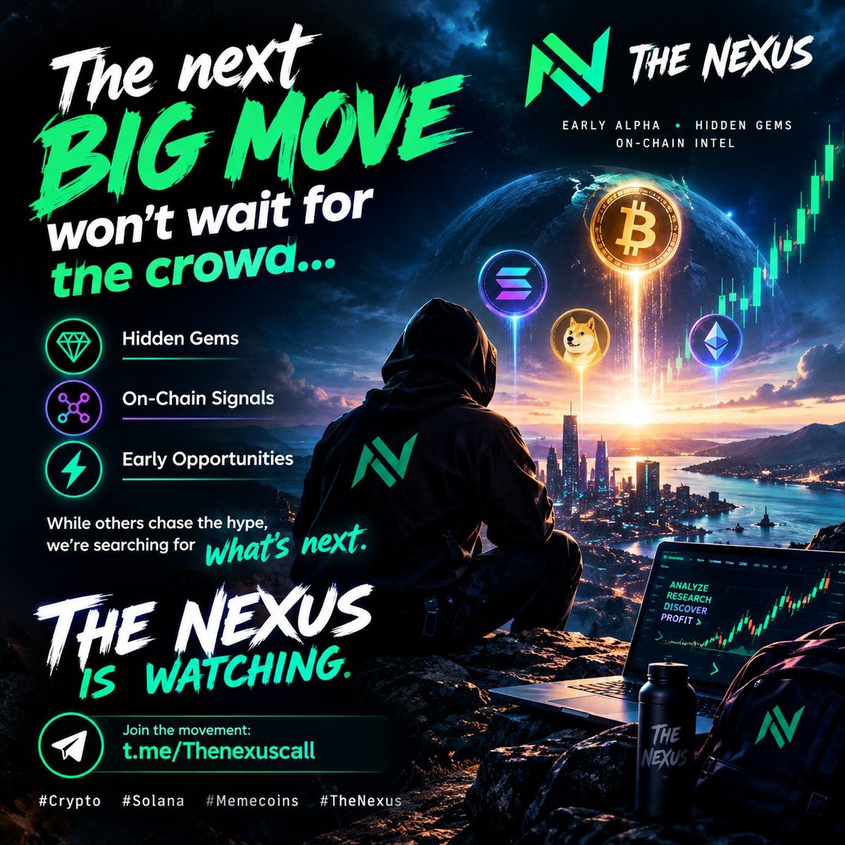 Thenexuscall's tweet photo. 👀 The next big move starts before the hype! 💎
⚡ Hidden Gems. On-Chain Signals. Early Alpha.
🚀 THE NEXUS IS WATCHING.
🔗 https://t.co/zIrlIBtzXg 
#Crypto #Solana #Memecoins https://t.co/QvQ31jfuox
