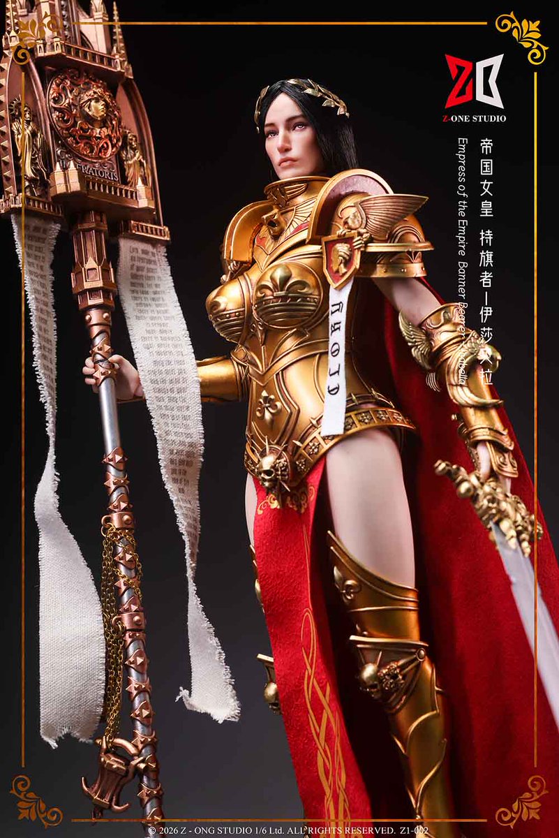 1AFenthusiast's tweet photo. ⚔️ Z-ONE STUDIO Z1-002
1/6 Imperial Empress Isabella

👑 Regal warrior design
🛡️ Alloy armor
⚔️ Two-handed greatsword
🚩 Battle standard
🧥 Flowing cape

Available now at Toyvix:
https://t.co/wCh1bf6OxY

#ZOneStudio #Z1002 #Isabella #Toyvix https://t.co/a5Rkxx1rcB