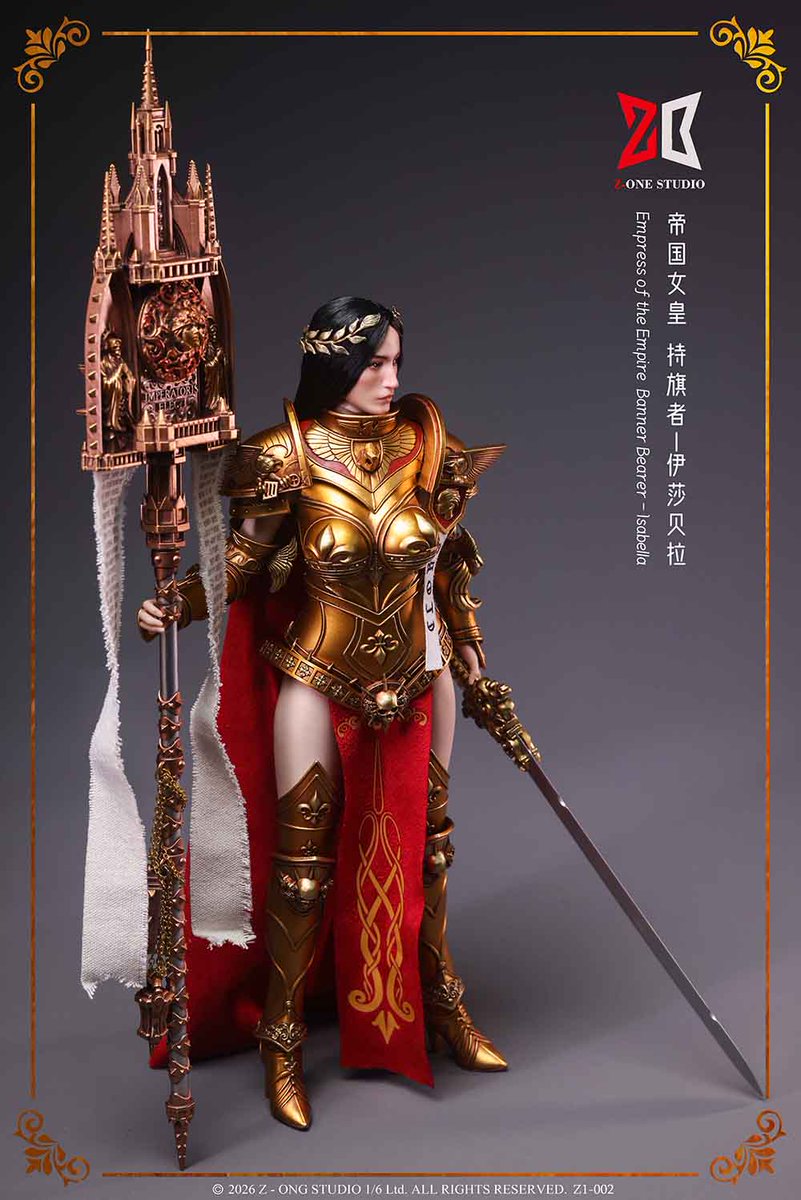 1AFenthusiast's tweet photo. ⚔️ Z-ONE STUDIO Z1-002
1/6 Imperial Empress Isabella

👑 Regal warrior design
🛡️ Alloy armor
⚔️ Two-handed greatsword
🚩 Battle standard
🧥 Flowing cape

Available now at Toyvix:
https://t.co/wCh1bf6OxY

#ZOneStudio #Z1002 #Isabella #Toyvix https://t.co/a5Rkxx1rcB