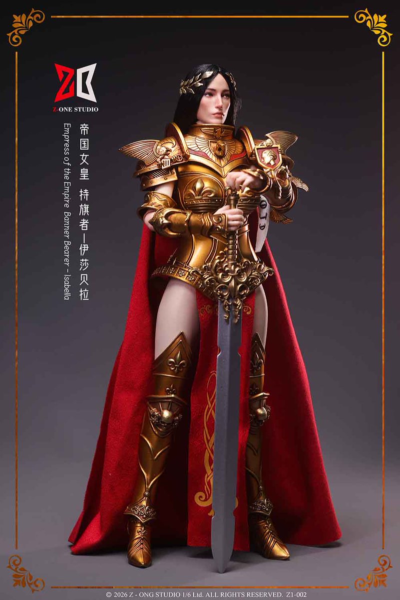 1AFenthusiast's tweet photo. ⚔️ Z-ONE STUDIO Z1-002
1/6 Imperial Empress Isabella

👑 Regal warrior design
🛡️ Alloy armor
⚔️ Two-handed greatsword
🚩 Battle standard
🧥 Flowing cape

Available now at Toyvix:
https://t.co/wCh1bf6OxY

#ZOneStudio #Z1002 #Isabella #Toyvix https://t.co/a5Rkxx1rcB