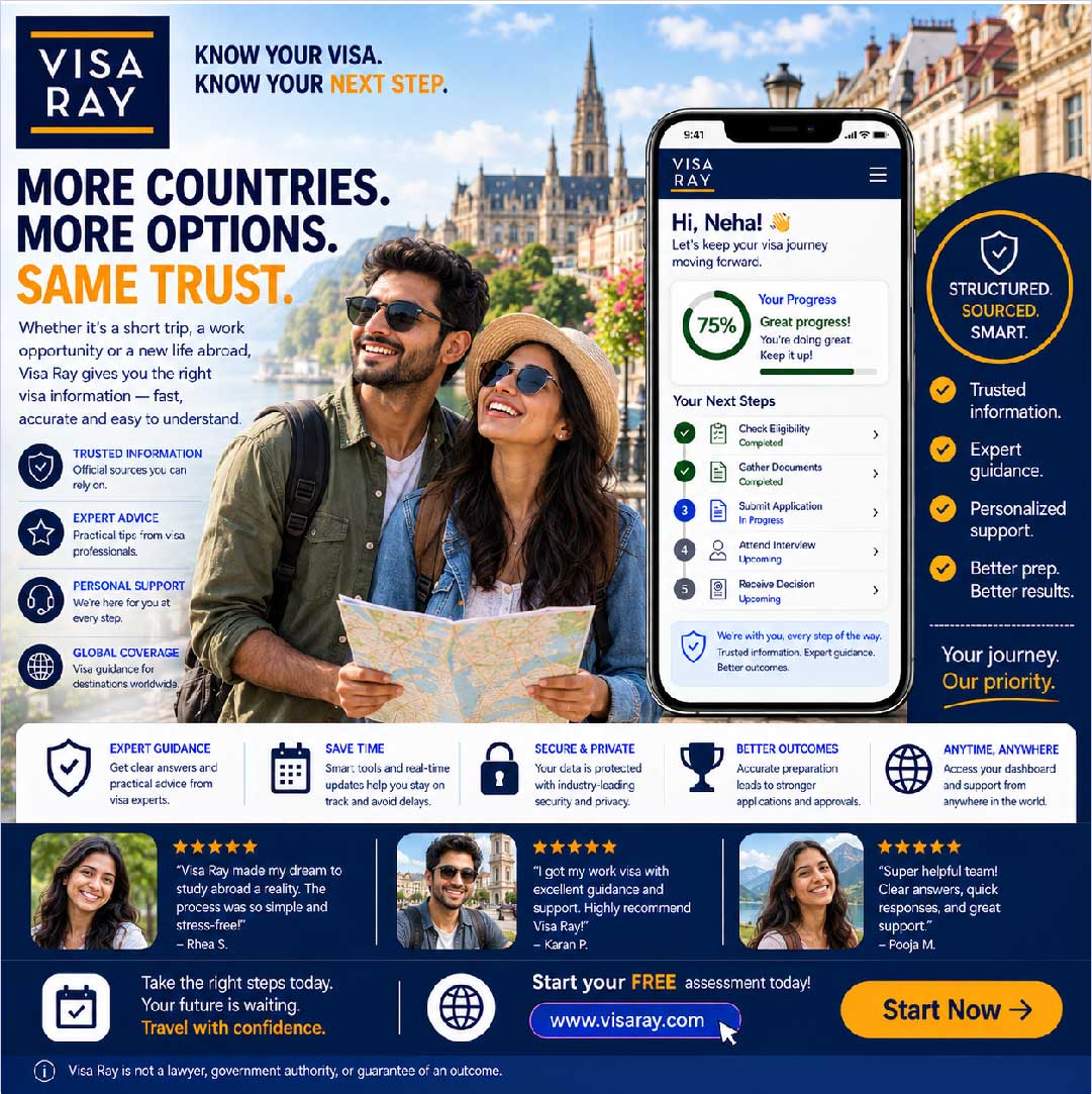VisaRayOfficial's tweet photo. Ready to turn your travel or relocation dreams into reality?
Visa Ray makes the entire journey clear, structured, and stress-free with expert guidance.
Start your free assessment: 👉 https://t.co/j3sjdqf67j
#VisaRay #StudyAbroad #WorkVisa #TravelWithConfidence #VisaConsulting https://t.co/b4nKJICOJc