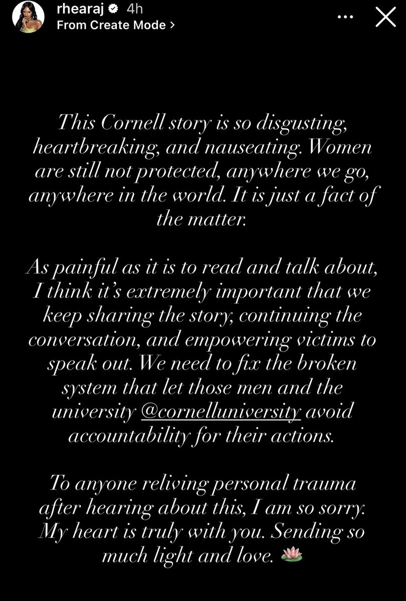 Anikatza's tweet photo. Rhea speaking up about the Cornell Sexual Assaults !! https://t.co/iWHhIfFehC