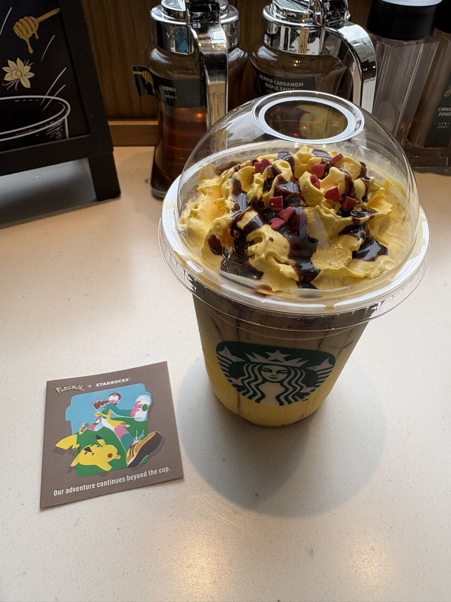 rikochan0919's tweet photo. 仕事終わりに新作、
ステッカーもゲット！

#ピカチュウハニークリームラテ https://t.co/RP3W9z2yEo