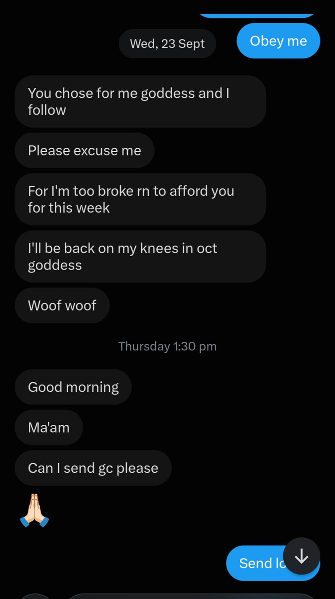 Aphrodite_yashi's tweet photo. Look at this weakling 🤣🤣🤣🤣 ,last time I check this pathetic text I charged twice the amount I asked for 

There is no mercy in my kingdom !!
You all are treated equally..
Take notes losers that's how you kneel ,it takes him a while but he knew his place 🫰🐕 https://t.co/ZDjPoPm6gm