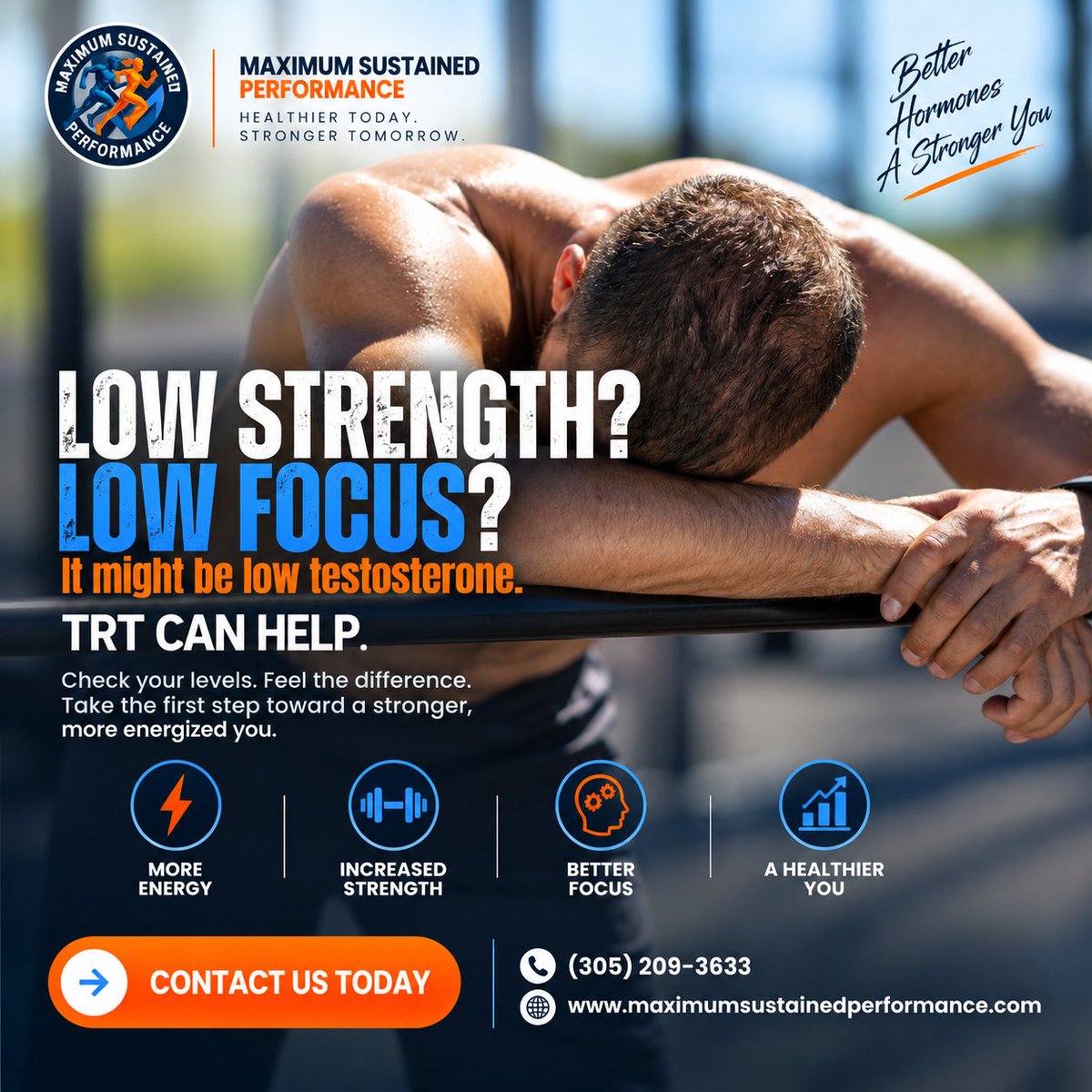 MaximumSus49793's tweet photo. Low strength, focus, or energy? 💪 It may be time to check your testosterone levels.

Physician-guided TRT may help eligible men feel stronger and more energized.

📞 (305) 209-3633
🌐 https://t.co/Q7smFZUtQP

#TRT #MensHealth #LowTestosterone https://t.co/9wzHzBb4X1