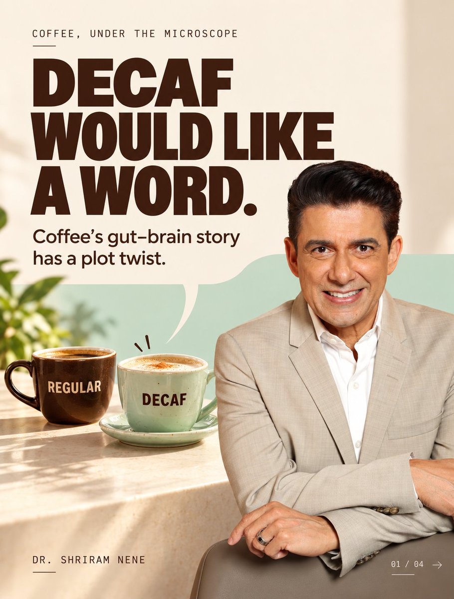 DoctorNene's tweet photo. Coffee contains much more than caffeine. ☕

A small study found gut-related changes and lower self-reported stress scores with decaf, too. Other coffee compounds may play a role, but this doesn’t establish coffee as a treatment.

#Coffee #GutHealth #Decaf https://t.co/ML9RIVHqEr