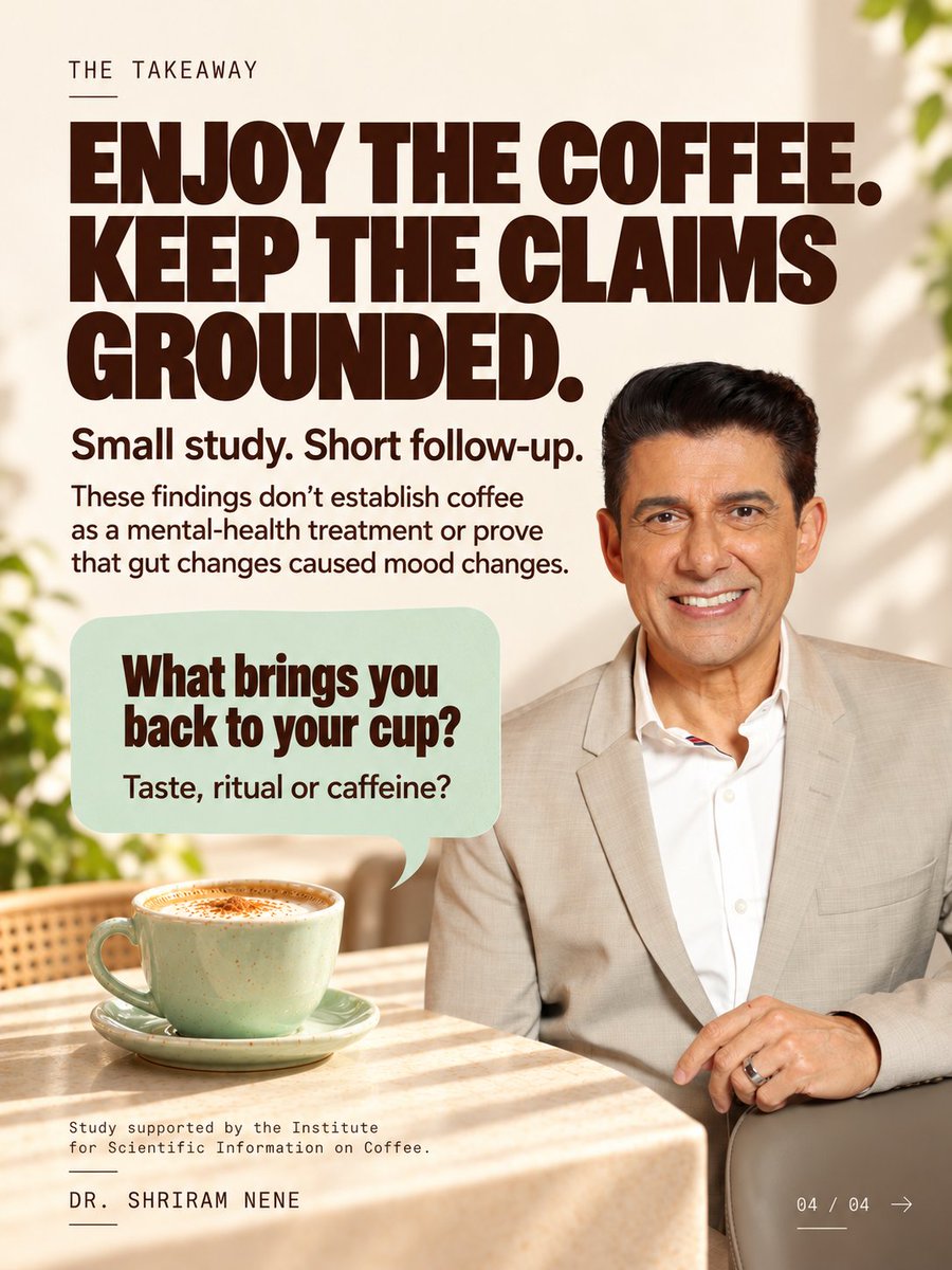 DoctorNene's tweet photo. Coffee contains much more than caffeine. ☕

A small study found gut-related changes and lower self-reported stress scores with decaf, too. Other coffee compounds may play a role, but this doesn’t establish coffee as a treatment.

#Coffee #GutHealth #Decaf https://t.co/ML9RIVHqEr