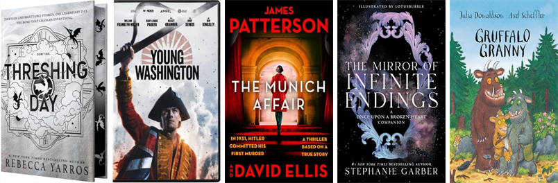 SHPLibrary's tweet photo. This week the South Hadley Public Libraries has 70 new books and one new movie.  New items include Threshing Day, Young Washington, The Munich Affair, The Mirror of Infinite Endings, Gruffalo Granny, It's All About the Players, and Never Say Die. https://t.co/lK3KA3VYrh https://t.co/3WHMMZUEv6
