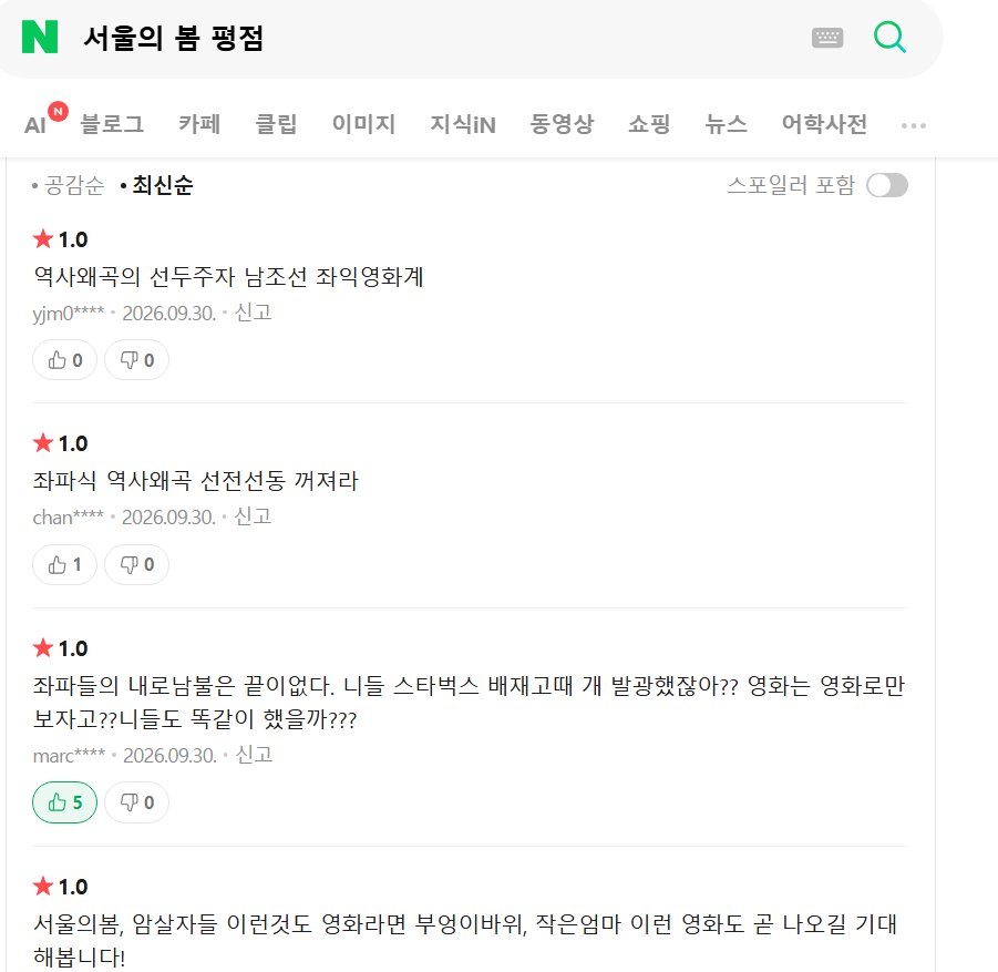 MisterDogBin's tweet photo. 이번 영화 암살자들 사태를 보며 확실히 이전과는 분위기가 많이 바뀌었다는 걸 느낌

평점 9.5를 찍었던 "서울의 봄"도 최신 리뷰를 보면 평점 1.0으로 도배가 되어 있음

이전 같으면 여론 눈치 안 보고 SNS로 선동질하던 연예인(이라고 쓰고 광대로 읽음)들도 슬슬 쫄리는지 다들 빤쓰런 하거나 침묵 스킬을 시전하는 중

우리가 생각하는 것보다 대중 문화가 사람들에게 미치는 영향력은 어마무시함
그렇기 때문에 그동안 좌파들이 이를 악물고 문화, 예술계를 장악하려고 공을 들인 거임
아쉽게도 지금의 우파는 그 전쟁에서 패배한 거고

우리는 이걸 단순한 하나의 이슈로 넘기지 말고 아직까지 깨어나지 못한 NPC들을 깨울 절호의 기회로 활용해야 함 

자신이 그동안 영화로 접했던 많은 내용들이 조작된 사실이었다는 걸 깨닫는 순간, 그 분노는 좌파들이 공들여 세운 철옹성을 한순간에 무너뜨리는 트리거가 될 것임