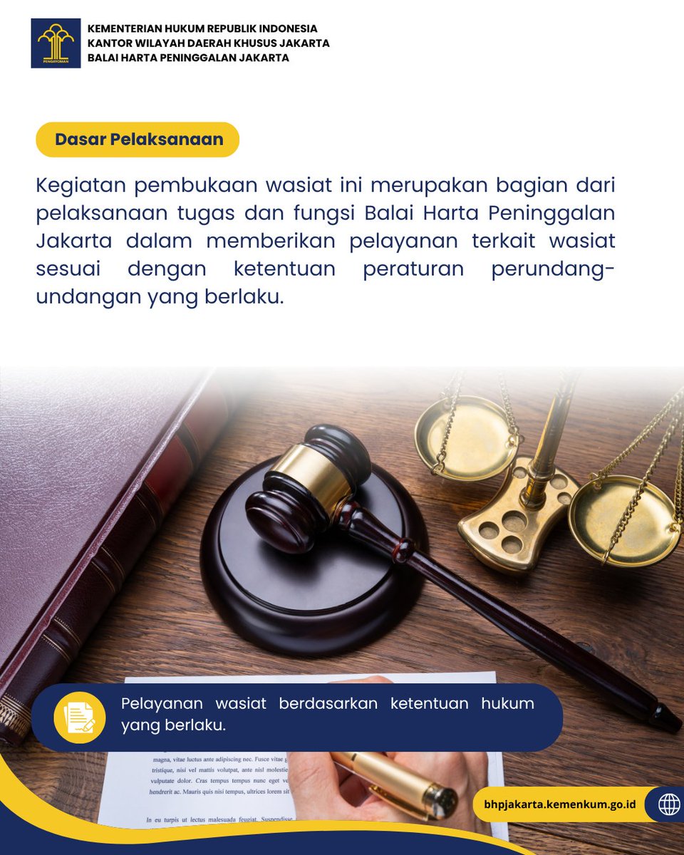 JakartaBhp's tweet photo. Halo #Sobat BHP! 👋
Tahukah kamu bagaimana proses pembukaan wasiat tertutup dilakukan?
Pada Selasa (29/09), Kepala Balai Harta Peninggalan (BHP) Jakarta memimpin langsung prosesi pembukaan wasiat tertutup peninggalan Almarhum Dedy Risdyanto. Momen penting ini disaksikan secara langsung oleh istri almarhum selaku pihak keluarga, notaris, dan tim BHP Jakarta.
Agar prosesnya semakin akuntabel, para saksi juga turut hadir dan menyaksikan secara daring melalui Zoom Meeting! 💻✨ Keterlibatan berbagai pihak ini adalah wujud nyata komitmen kami untuk memastikan pembukaan wasiat berjalan tertib, terdokumentasi dengan baik, dan sah di mata hukum.
BHP Jakarta selalu hadir memberikan pelayanan wasiat yang tertib, transparan, dan sesuai dengan peraturan perundang-undangan yang berlaku. ⚖️🤝
#BHPJakarta #KemenkumRI #KanwilKemenkumDKJakarta #WasiatTertutup