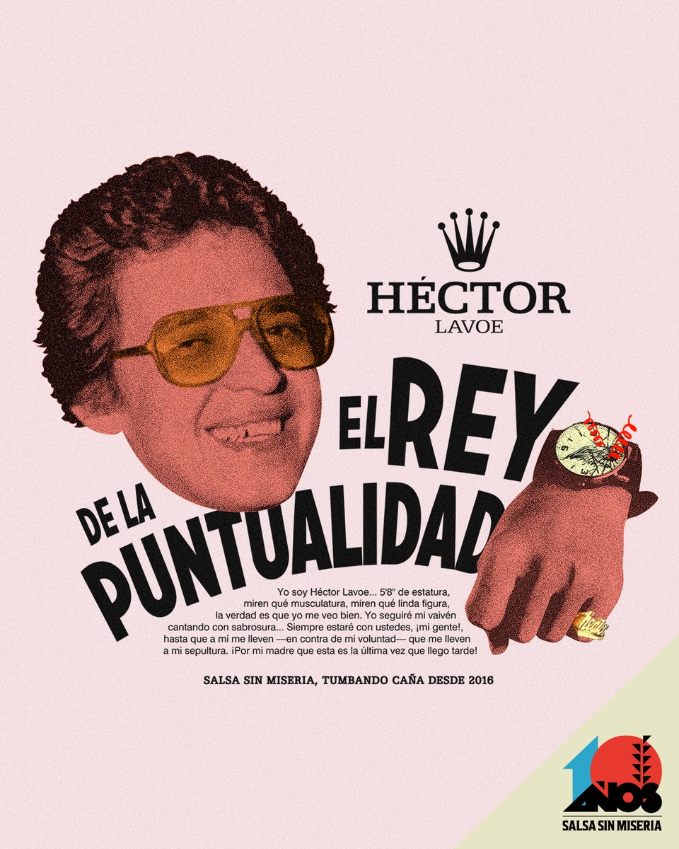 SalsasinMiseria's tweet photo. #SalsasinMiseria10Años | Este sí era de los que salían locos de contento. Y todo bien con su guille de tumbaguapos pero, ay bendito, si pasaban los minutos y nada que llegaba. Así era el flaco: cantaba sin pausa pero, sobre todo, sin prisa. ¡Con ustedes, Héctor Lavoe! 🤴🏻⏰🎙️ https://t.co/cwZIqBgerT
