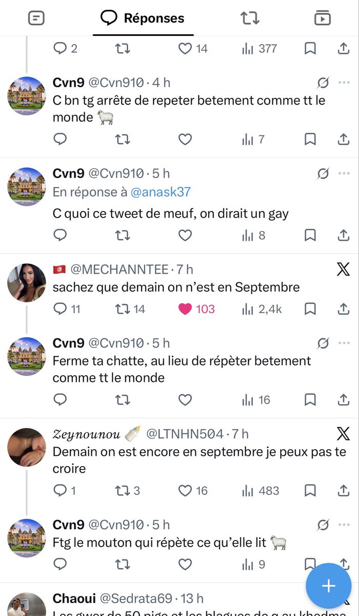 MECHANNTEE's tweet photo. @Cvn910 et toi la vhatte à ta mère la pute qui t’a mis au monde pas marre de répéter le même message sous chaque tweet https://t.co/4k7FDtKmBQ