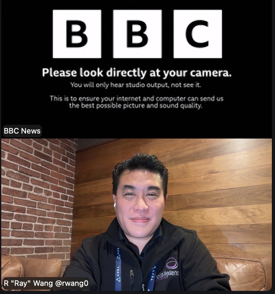 rwang0's tweet photo. MyPOV: Live on the @BBC @BBCNews coming to you with @SallyBundockBBC talking SuperIntelligence and China https://t.co/X0QAioiDNt