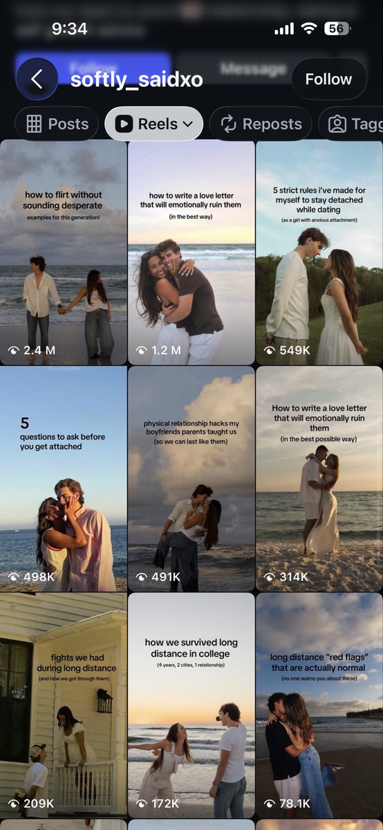 jacegrowth's tweet photo. this girl might be a fucking genius

she posts relationship advice TikTok slideshows as videos on Instagram and still manages to get millions of views each month.

86 posts, 1774 followers and 10m+ views for an couples app off repurposing is just free money.

here’s how to do the same:

-> download the tiktok slideshows using any tt downloader. (it should download as a video)

-> go to edits app, add the video and select the same song (important)

thats it, now just post it.

P.S make sure your account all warmed up before your start posting.
