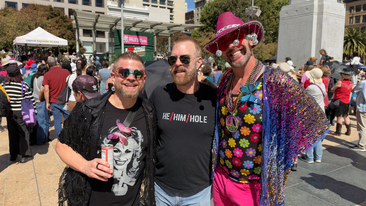 RealBionicRod's tweet photo. On 9-25, Dolly Day, in San Francisco with the winner of the Dolly Look-alike contest, and Paul with Dolly fans. #DollyDay #9-25 #Folsom #Folsom2026 #Bigdick #Bionic #BionicRod @realBionicRod https://t.co/6F7kTd9Ywy https://t.co/SHGNURjd8x