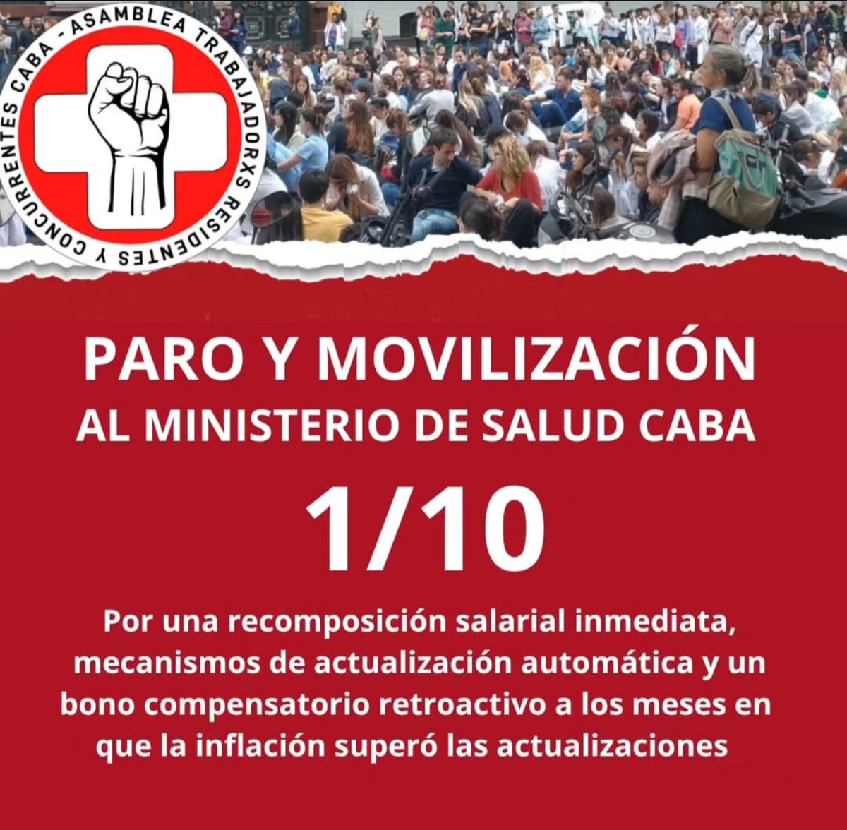 asambleacaba__'s tweet photo. ESTE JUEVES 🔥🔥🔥🔥

Vamos por la recomposición salarial, sigamos las asambleas por hospitales para construir un paro masivo! 
Nos encontramos este jueves a las 11 hs en el obelisco y marchamos al ministerio de salud porteño https://t.co/395RSOdNgz