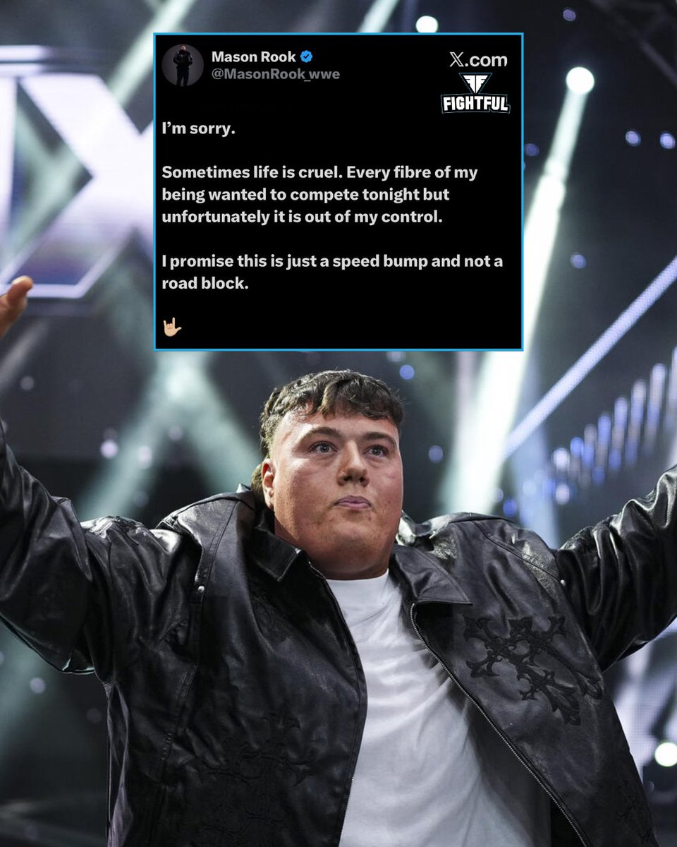 Fightful's tweet photo. Mason Rook comments on not being medically cleared to compete for the NXT Championship. https://t.co/tgytlz43hg