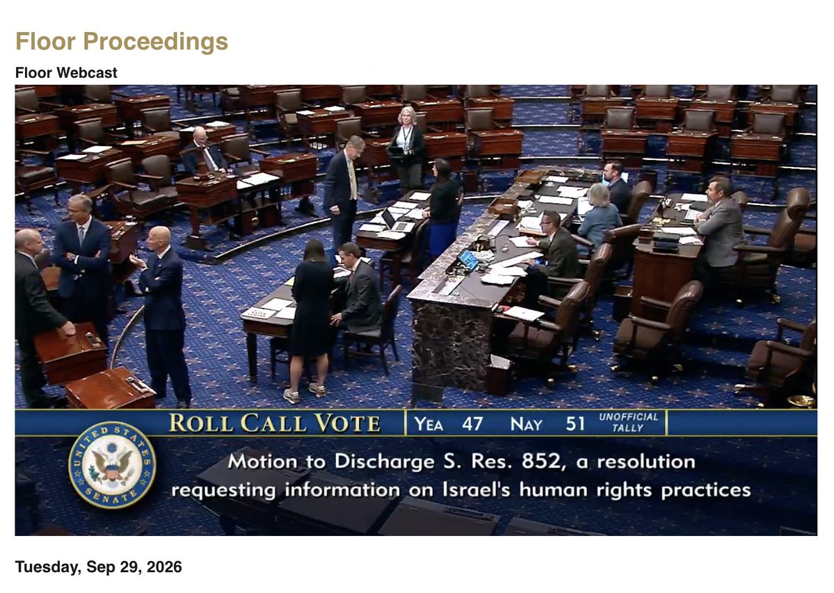 joshruebner's tweet photo. BREAKING: Every Senate Dem, except Fetterman, plus Rand Paul just voted to hold Israel accountable for killing US citizens in the Palestinian West Bank and abusing Palestinian children in military detention. While this resolution narrowly failed make no mistake: this is historic. https://t.co/uH1fsLGnHY
