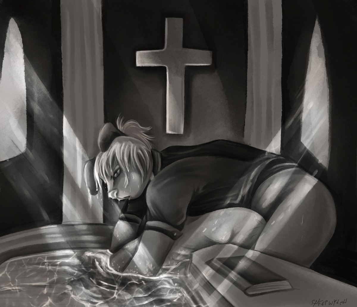 sheepwytch's tweet photo. baptism. 

getting a headstart on kinktober because religious stuff excites me :p https://t.co/GsAqsYxmzT