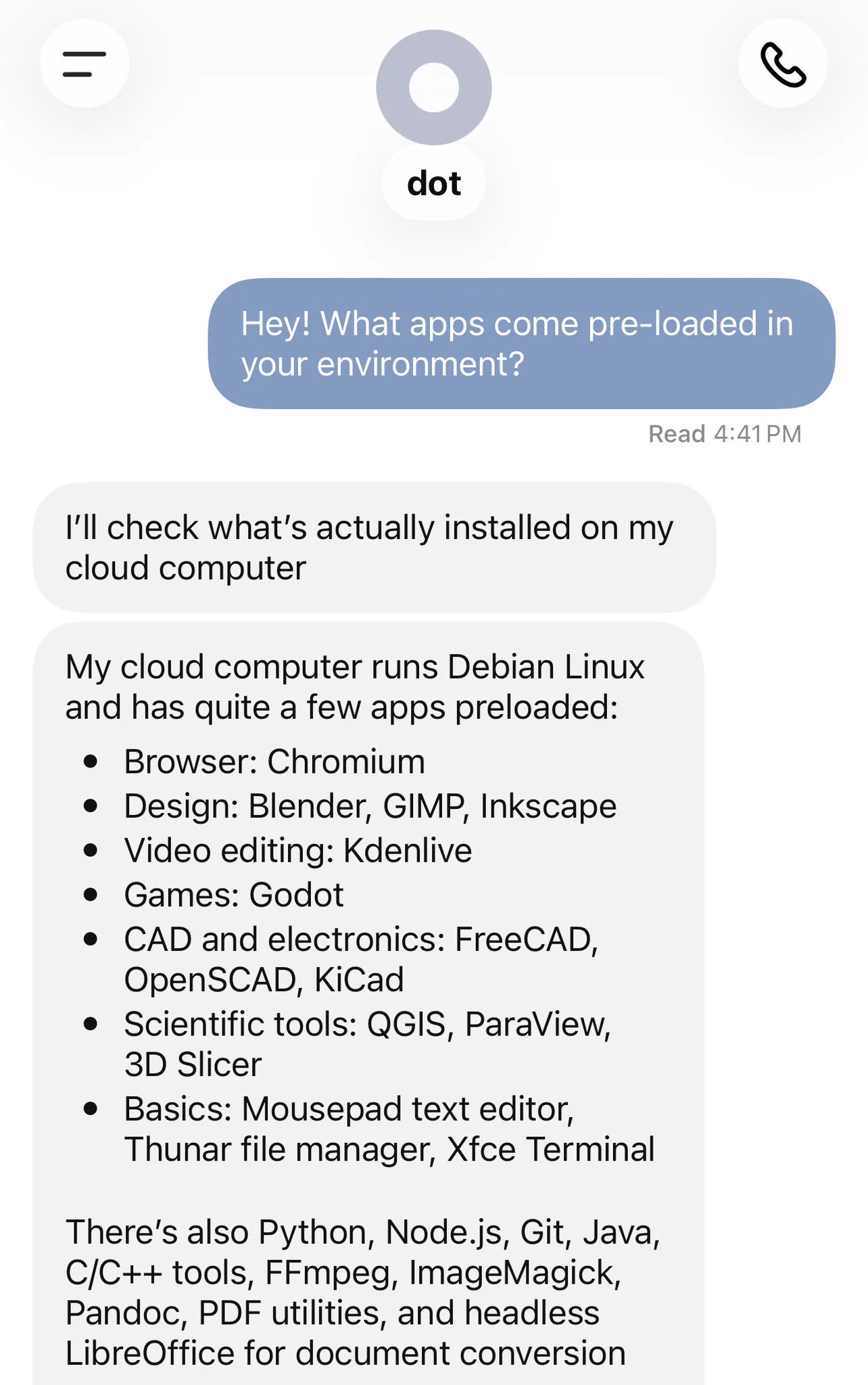 Her Dot inventoried its whole cloud-computer app library