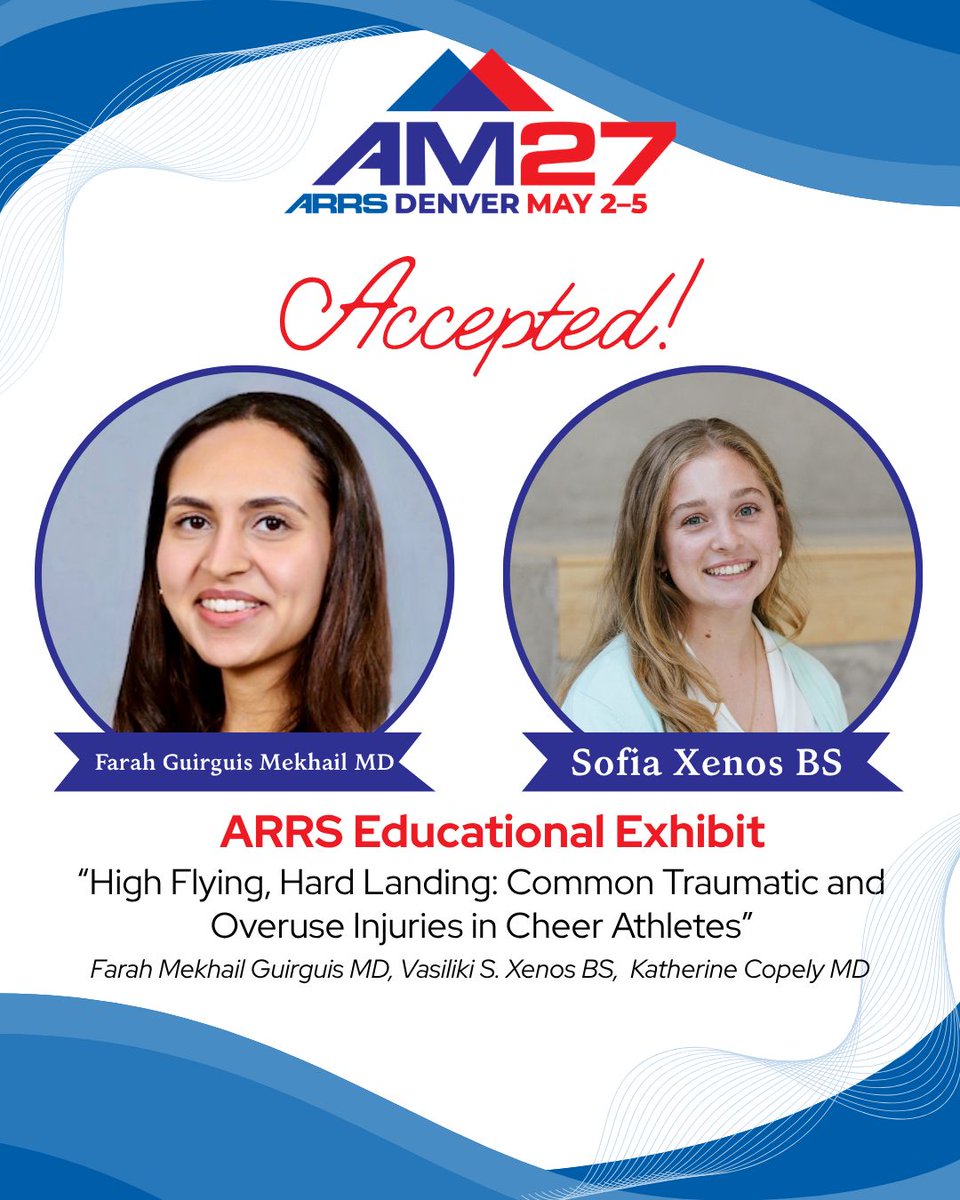 UKy_RAD_RES's tweet photo. Congratulations to R3 Farah Guirguis Mekhail and @ukymedicine MS2 Sofia Xenos on their accepted @ARRS_Radiology #ARRS 2026 Educational Exhibit! 🎉 https://t.co/RWBDCoxNvF
