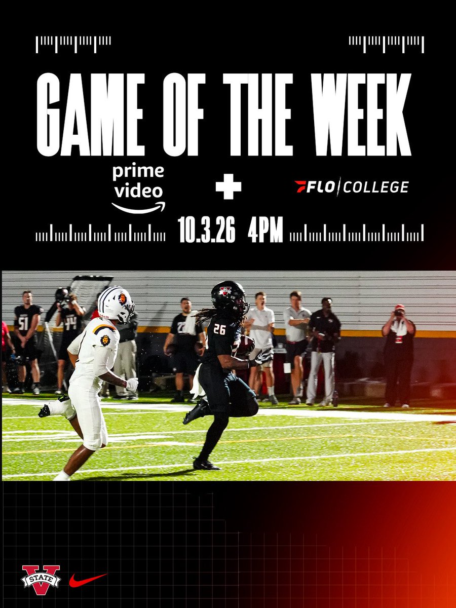 VState_Blazers's tweet photo. 📺🍿Saturday’s football game vs Erskine will now be streamed on Amazon Prime Video as well as FloCollege.

#GOBLAZERS🔥 | #ProtectTheStandard https://t.co/zJ7erkQ9RB