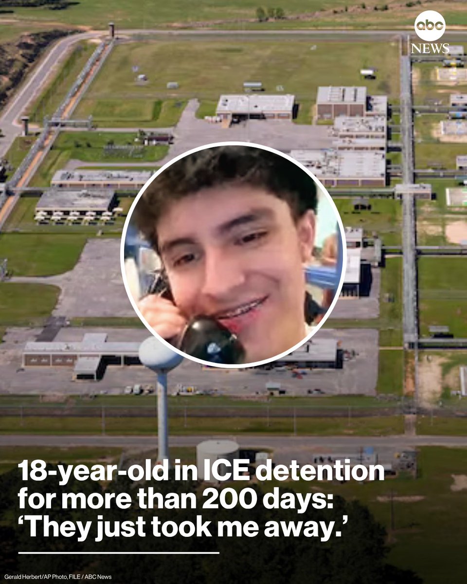 ABC's tweet photo. An 18-year-old man has spent more than 200 days in an immigration detention center in Louisiana, hundreds of miles from his home in Albertville, Alabama.
 
Read more: https://t.co/PoSolDsS2j https://t.co/CGp9L0xIZc