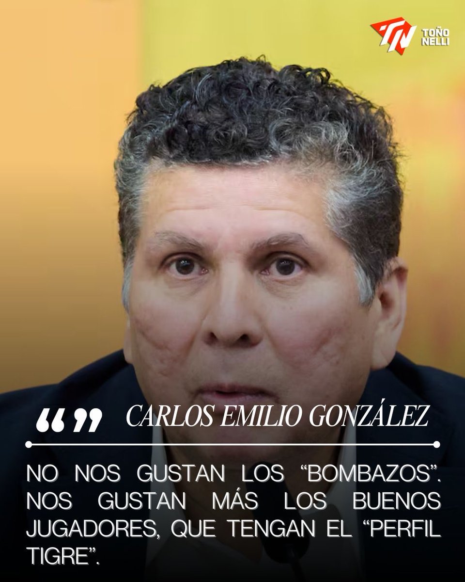 Antonio_Nelli's tweet photo. A su llegada a la presidencia de Tigres, Carlos Emilio González hizo esta declaración. A 2 meses de distancia y con medio torneo jugado ¿cuál es el balance de la política: jugadorazos no bombazos? https://t.co/y8d47PERUF