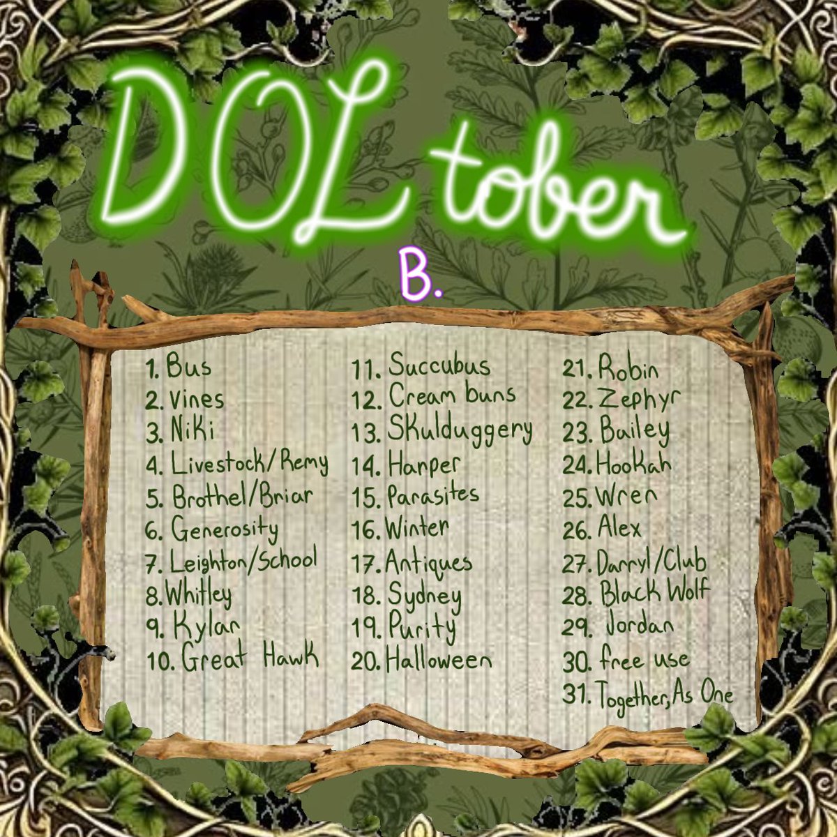 GwylanTheCitpc's tweet photo. //Without further ado, your two lists for DOLtober are finished! Without a moment to spare, too lol!

Rules will be posted in a thread under this! Keep in mind these are meant to be mixed and matched! https://t.co/9Bxwz7G3af