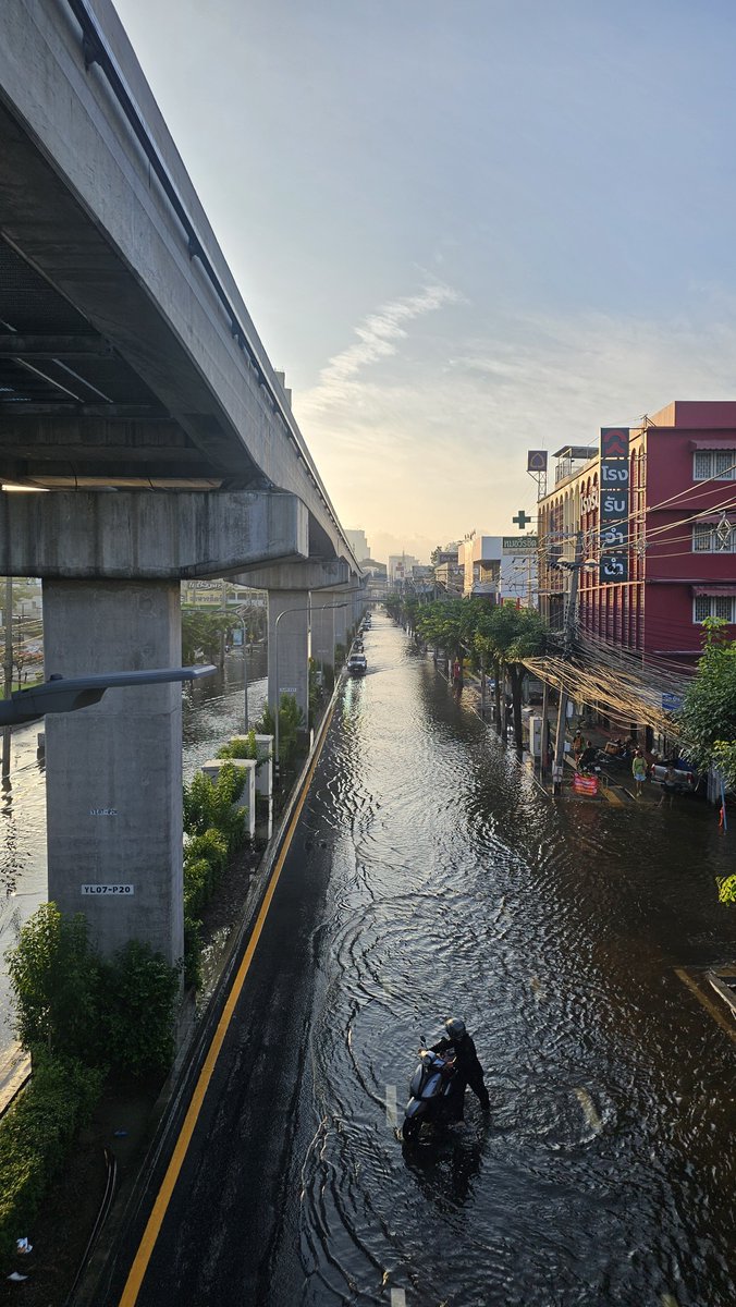 Numoogung's tweet photo. สถานการณ์น้ำ เขตบางกะปิ  โซนถนนลาดพร้าววันนี้ 30/09/2025 เวลาประมาณ 06:45 น. 

ฟุตบาทเริ่มแห้งแล้ว น้ำหน้าซอยน่าจะประมาณ 10-15 cm
รถเล็กยังเสี่ยงอยู่ รถเมล์กลับมาวิ่งแล้ว
เป็นกำลังใจให้ทุกคน(รวมถึงตัวเอง) ในการออกไปทำงานนะคะ 🥺

#น้ำท่วม #บางกะปิ https://t.co/aos1CDzPY2