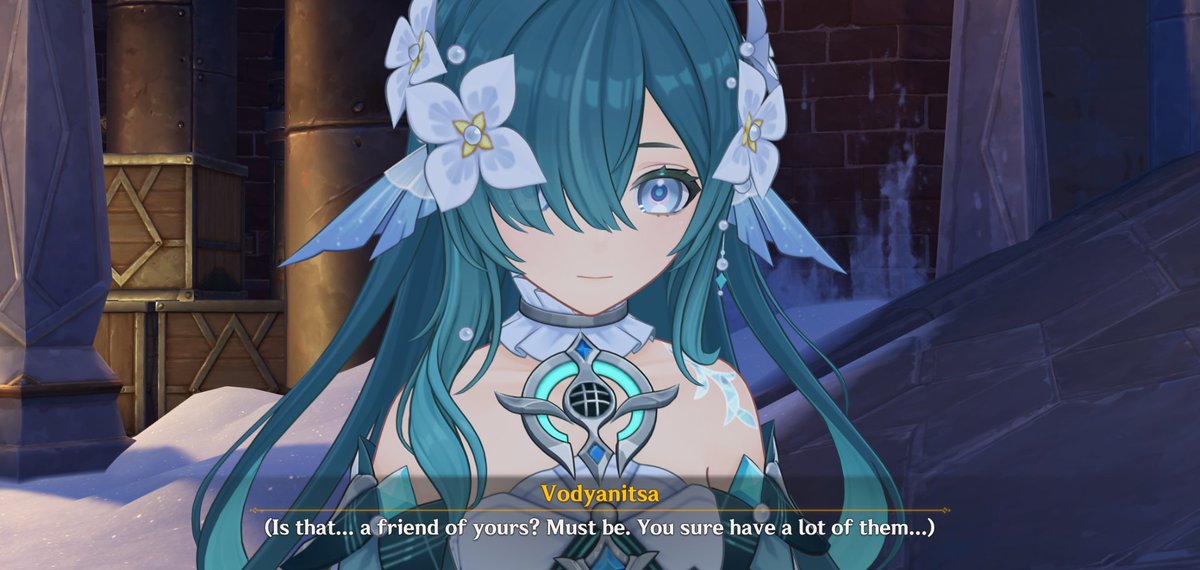 larlaristy's tweet photo. this is the only time the "possessive girlfriend (but not really your girlfriend)" trope has ever worked in Genshin bc that's just how Vodyanitsa is, and I support women's wrongs https://t.co/SDehuiXimf