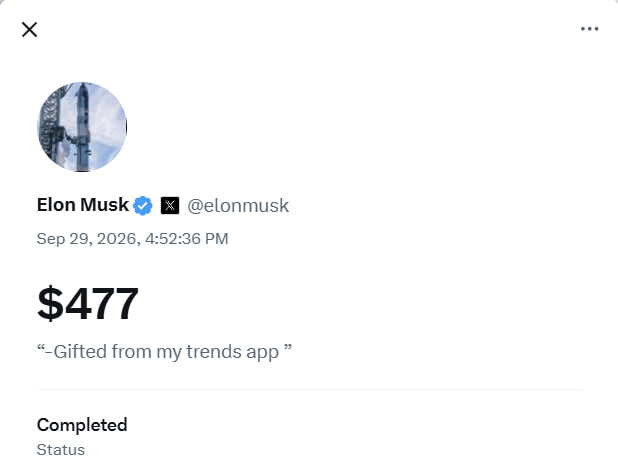 trendsdotrun's tweet photo. gifted from my Trends app - @elonmusk https://t.co/0cOpshZouk