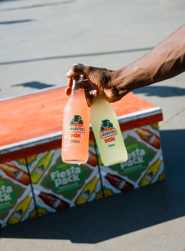 Jarritos's tweet photo. You've given us a lot of love for our latest collab with @DGK and we wanna give some love back.

We're going to send 10 lucky winners one of the limited edition DGK bottles - available in Fruit Punch, Lime, Mandarin, and Guava.

For your chance to win, follow @jarritos, like & repost this, then reply telling us which flavor you want 🔥