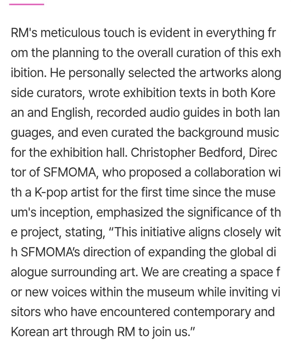 borahae_4_life's tweet photo. "He personally selected the artworks alongside curators, wrote exhibition texts in both Korean and English, recorded audio guides in both languages, and even curated the background music for the exhibition hall"
💜 namjoon worked so hard https://t.co/uZzrvtaMri
