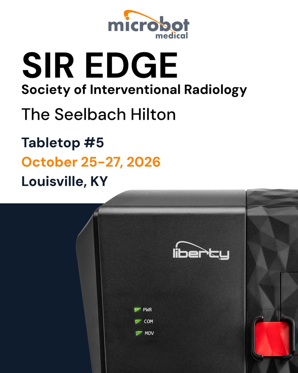 MicrobotMedical's tweet photo. Hello, Louisville! We're bringing the Future of Intervention™ to SIR EDGE. Visit us at tabletop #5 and Test Drive LIBERTY™. 

Learn more: https://t.co/g2t2Mqdp25 https://t.co/bPSNPT5uLq