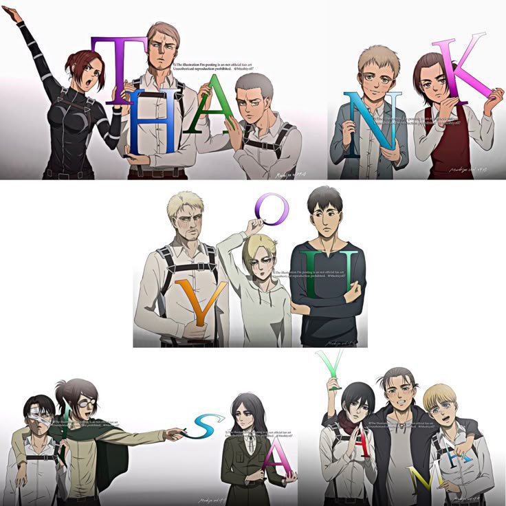 kira50204's tweet photo. MAPPAアニメーターのMUSHIYOさんのイラスト
アニメーターにはキャラの性格や動機、関係性、対比などの重要な情報が共有される。ピークはガビやファルコと一緒に描くこともできたのに、あえてリヴァイとハンジと一緒に描かれてるのが面白い。3人ともどんな関係性を意識して描かれたのか気になるね(続→) https://t.co/XOYsCgB54j