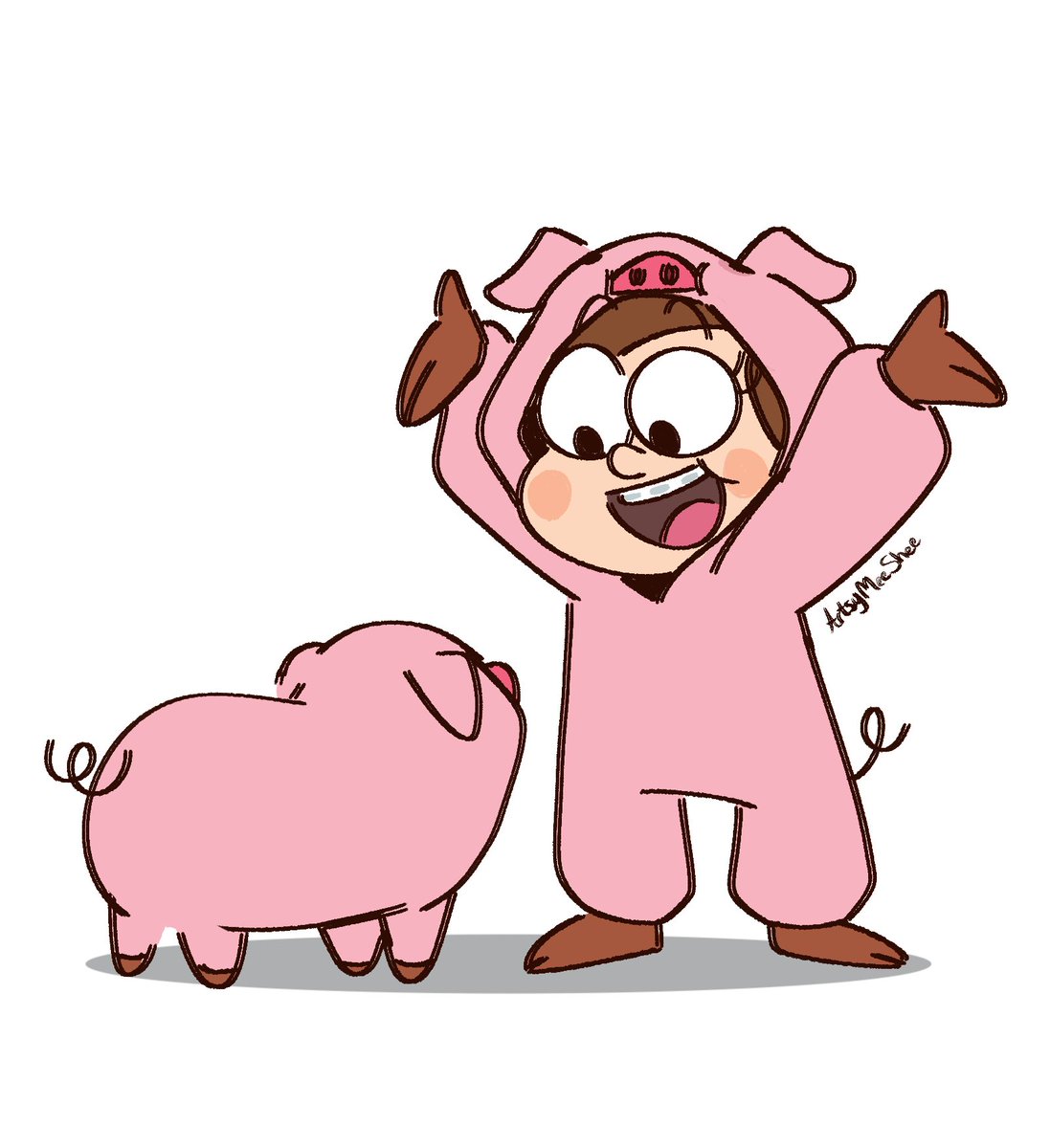 artsymeeshee's tweet photo. "Look, Waddles! I'm you!"

#GravityFalls #gravityfallsfanart https://t.co/UEkz6OxXn9