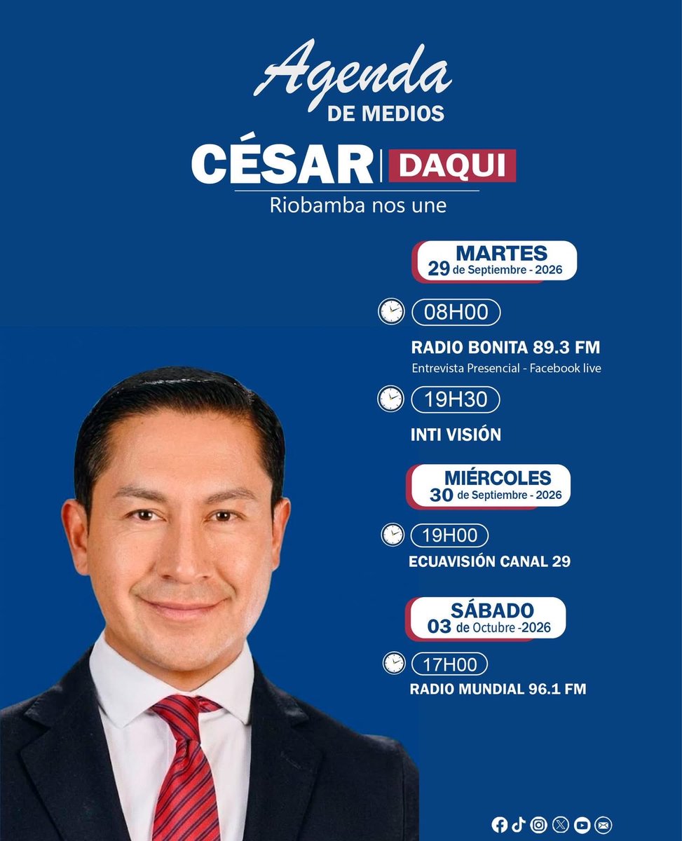 cesar_daqui's tweet photo. 📌 Mi agradecimiento a los medios de comunicación por la invitación, mi gratitud por los segmentos de entrevistas. 

#Riobamba 
#Riobambeños https://t.co/AcQ222xb5D