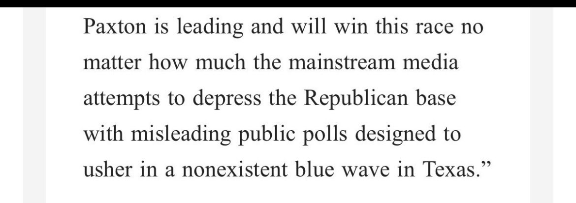 Eric_The4th's tweet photo. @MattMakesItWork @RedEaglePatriot I’m entirely convinced this poll was released to push an agenda and calm the narrative that Paxton is losing

This was literally in the write-up https://t.co/SGgtbAi3HQ