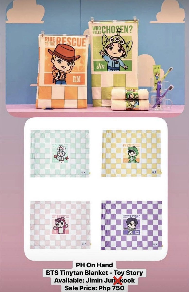 cookyshopph's tweet photo. WTS LFB

On hand • Ready to ship

BTS Tinytan Toy Story Blanket - Jimin

Php 750 https://t.co/gqIYIgTjj2
