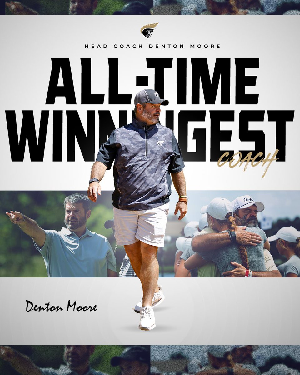 AUTrojans's tweet photo. History for AU Golf!👏

With today’s win by Women’s Golf, Head Coach Denton Moore records his 32nd collegiate victory and moves into first place on the all-time wins list for Trojans Golf! 

Congratulations Coach Moore! ⚔️ https://t.co/8grqKrccRg