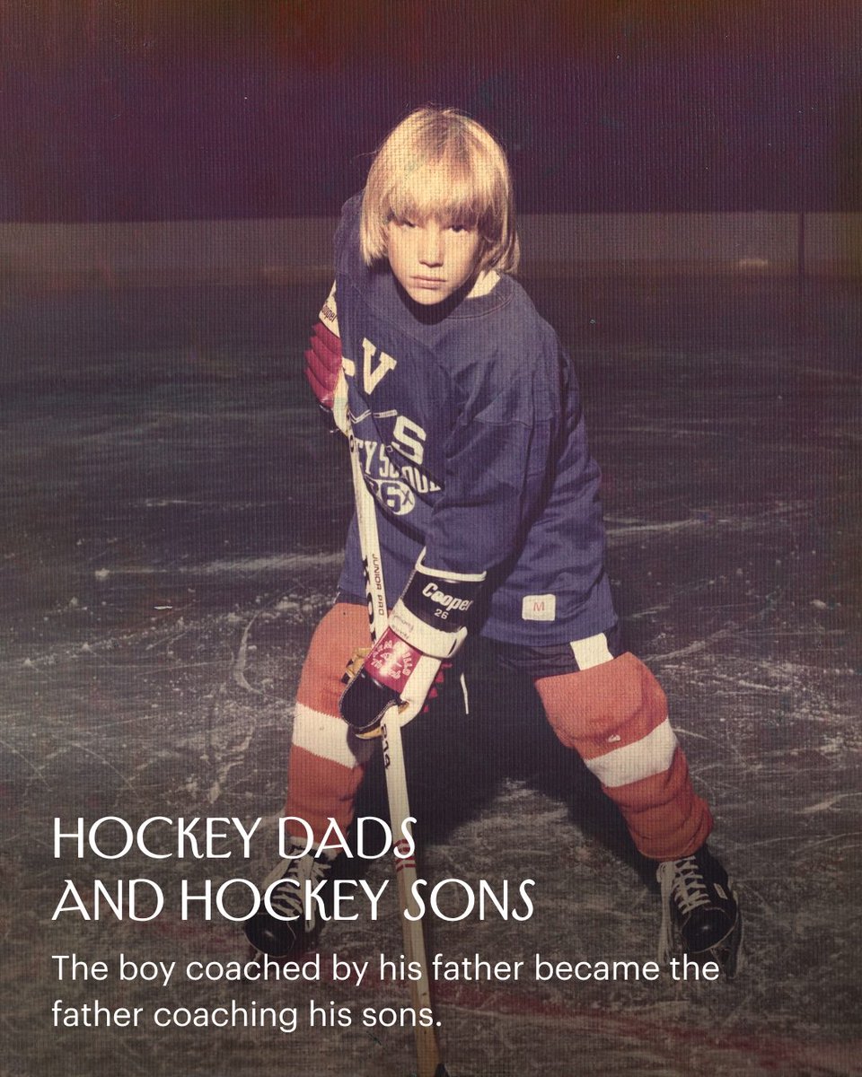 NewYorker's tweet photo. Nick Paumgarten started playing hockey in the third grade. “Nothing else made me so assertive, combative, or self-righteous, or brought me so much animal joy,” he writes. Not long after Paumgarten’s first season, his father began coaching his team.

When Paumgarten later had two sons of his own, there was no burning preconception that they would play hockey. But when Oli, his older son, turned three, Paumgarten and his wife bought him his first pair of skates. Soon enough, Paumgarten was the assistant coach for Oli’s team and, later, for his brother James’s. “I hadn’t set out to coach my sons,” he writes. “Still, it was pride, of a kind, that drew me to the bench. . . . But eventually a dad’s tutelage sets in motion the familiar cycle of expectation and disappointment.” Read Paumgarten’s reflection on being coached by his dad, and on coaching his sons: https://t.co/3kGHSeoAvK